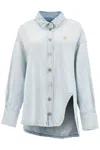 Attico Overshirt Diana In Denim Spalmato