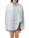Attico Denim Overshirt With Slit Detail