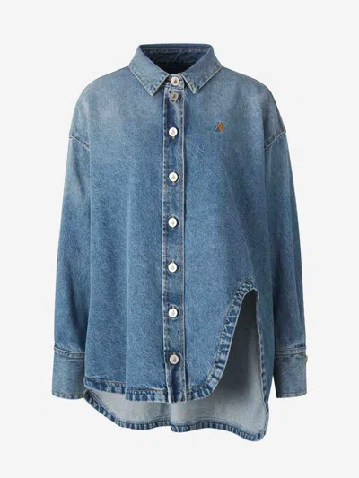 Attico The  Diana Denim Shirt In Blue