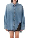 Attico Denim Oversize Shirt In Blue