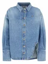 Attico Washed Denim Shirt In Blue