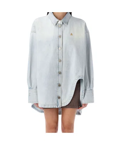 ATTICO THE ATTICO DIANA LOGO EMBROIDERED DENIM SHIRT