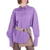Attico Eliza Cut-out Hem Shirt In Purple