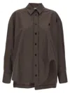 Attico Diana Oversized Cotton Poplin Shirt In Brown
