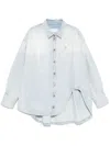 Attico Denim Overshirt With Slit Detail In Blue