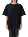 Attico Asymmetric Oversized Round Neck Short Sleeve Top In Black