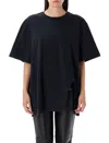 Attico Asymmetric Oversized Round Neck Short Sleeve Top In Black