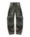 Attico Fern Tie-dye Long Cargo Pants In Black