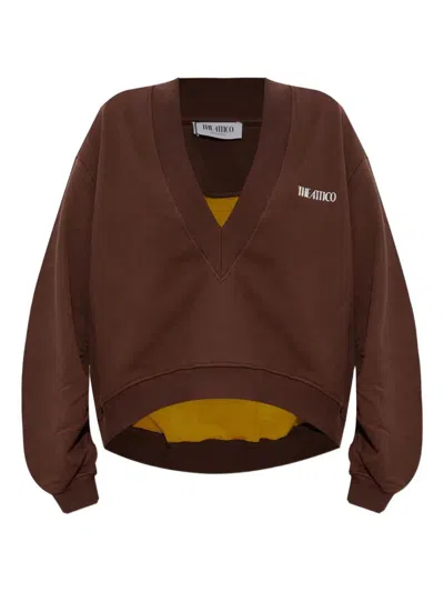 Attico The  Double American Fleece Sweatshirt Clothing In Brown