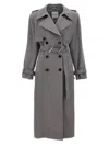 Attico The  Double-breasted Trench Coat In Gray