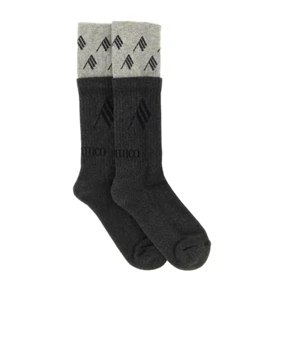 Attico The  Double Layer Logo Socks In Gray