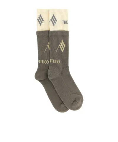 Attico The  Double Layer Logo Socks In Grey