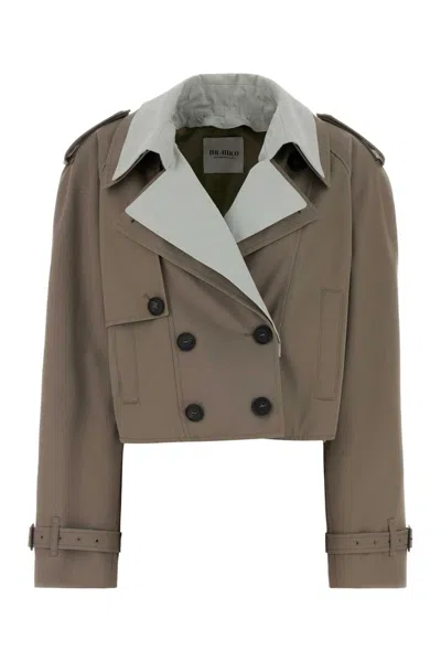 Attico The  Double-breasted Cropped Trench Coat In Brown