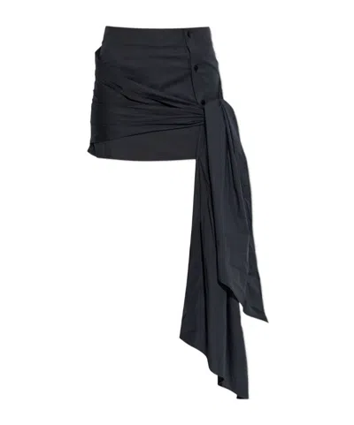 Attico The  Drape Detailed Mini Skirt In Black