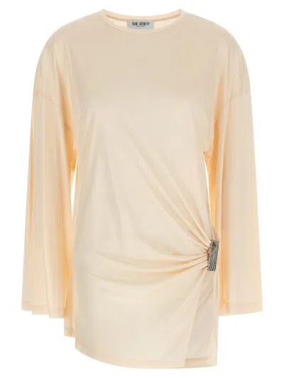 Attico Draped Dress Metal Embellishment In Pink