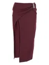 Attico Wool Gabardine Midi Skirt Skirts Bordeaux In Burgundy
