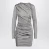 Attico Draped Satin Long Sleeved Mini Dress