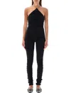 Attico Chain-link Halterneck Jumpsuit In Black
