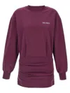 Attico Ruched Cotton-blend Fleece Minidress In Purple