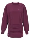 Attico Ruched Cotton-blend Fleece Minidress In Purple