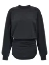 Attico Cotton-blend Fleece Sweatshirt Dress In Black