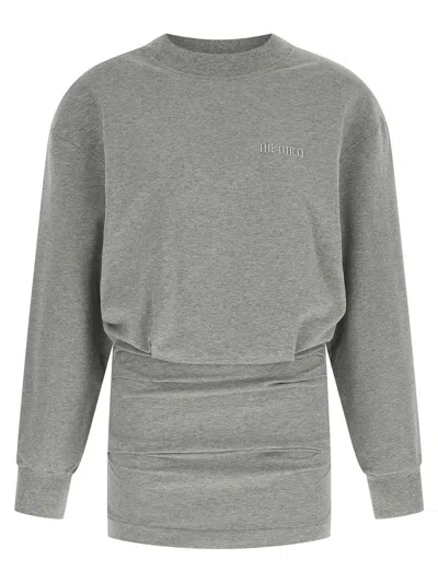 Attico Ruched Jersey Mini Dress In Gray
