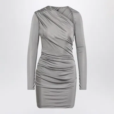 Attico Draped Grey Mini Dress In Gray
