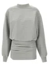 Attico Draped Mini Dress With Oversized Sweatshirt Silhouette In Gray