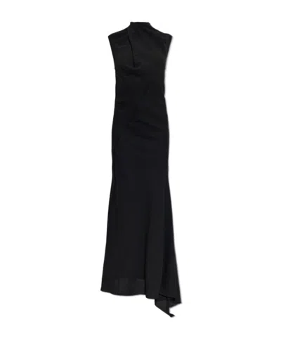 Attico Open-back Wool Dress In Black