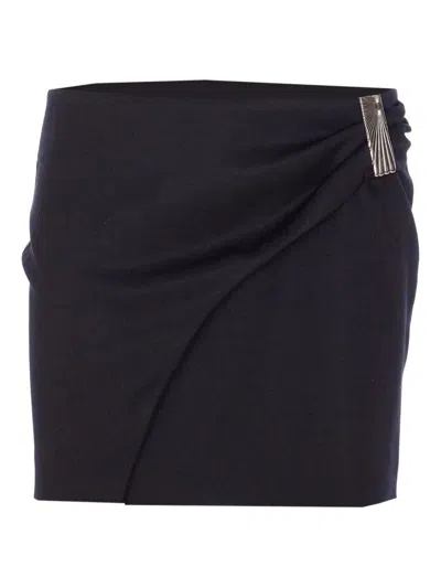 Attico The  Draped Skirt With Plaque Embellishment In Blue
