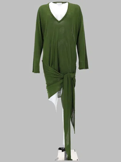 Attico Draped V-neck Asymmetrical Mini Dress In Green
