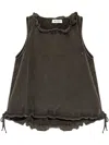 Attico Fleece Tank Top With Drawstring And Knot In Faded Black