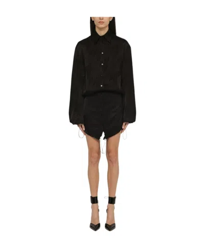 ATTICO THE ATTICO DRAWSTRING HEM MINI SATIN DRESS