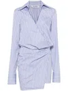 Attico Mini Dress With Stripes And Wrap Design In Blue