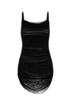 Attico Asymmetric Hem Mini Dress With Charleston Effect In Black