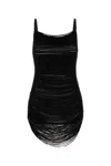 Attico Asymmetric Hem Mini Dress With Charleston Effect In Black