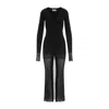 Attico V-neck Midi Knitted Dress In Mohair Blend In Black