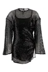 Attico Sequin Embellished Mesh Mini Dress In Black
