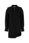 Attico Mini Dress With Long Sleeves And Asymmetrical Hem In Black