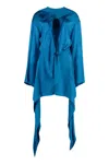 Attico Women's Asymmetric Satin Mini Dress In Blue