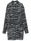 Attico Silvye Zebra Print Satin Shirt Dress In Multicolour