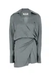 Attico Grey Mini Dress In Gray