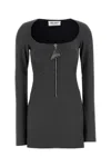 Attico Gray Half-zip Minidress In Grey