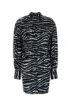 Attico Silvye Zebra Print Satin Shirt Dress In Multicolor