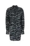 Attico Silvye Zebra Print Satin Shirt Dress In Multicolor