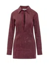 Attico Embellished Collared Dress In Burgundy