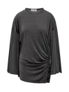 Attico Dark Grey Mini Dress In Black