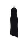 Attico Halter Neck Sleeveless Midi Dress With Side Slit In Black
