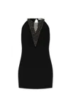 Attico Bead Embellished Mini Dress In Black