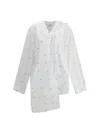 Attico Womens White Asymmetric Monogram Cotton-blend Mini Dress In White